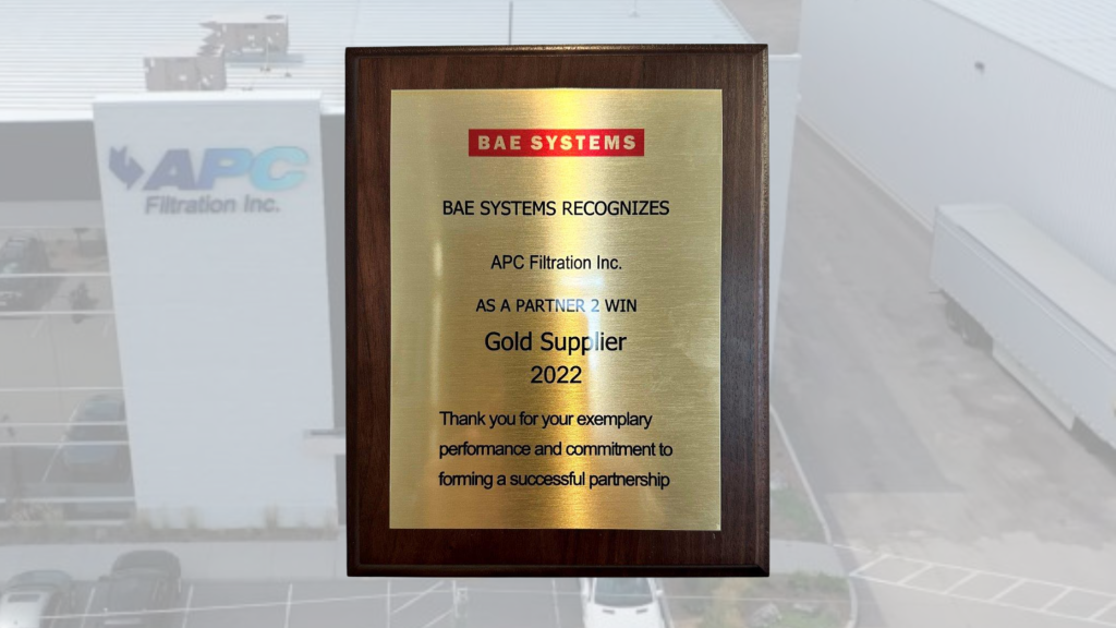 APC Filtration Receives Gold Tier Supplier Award BAE Systems